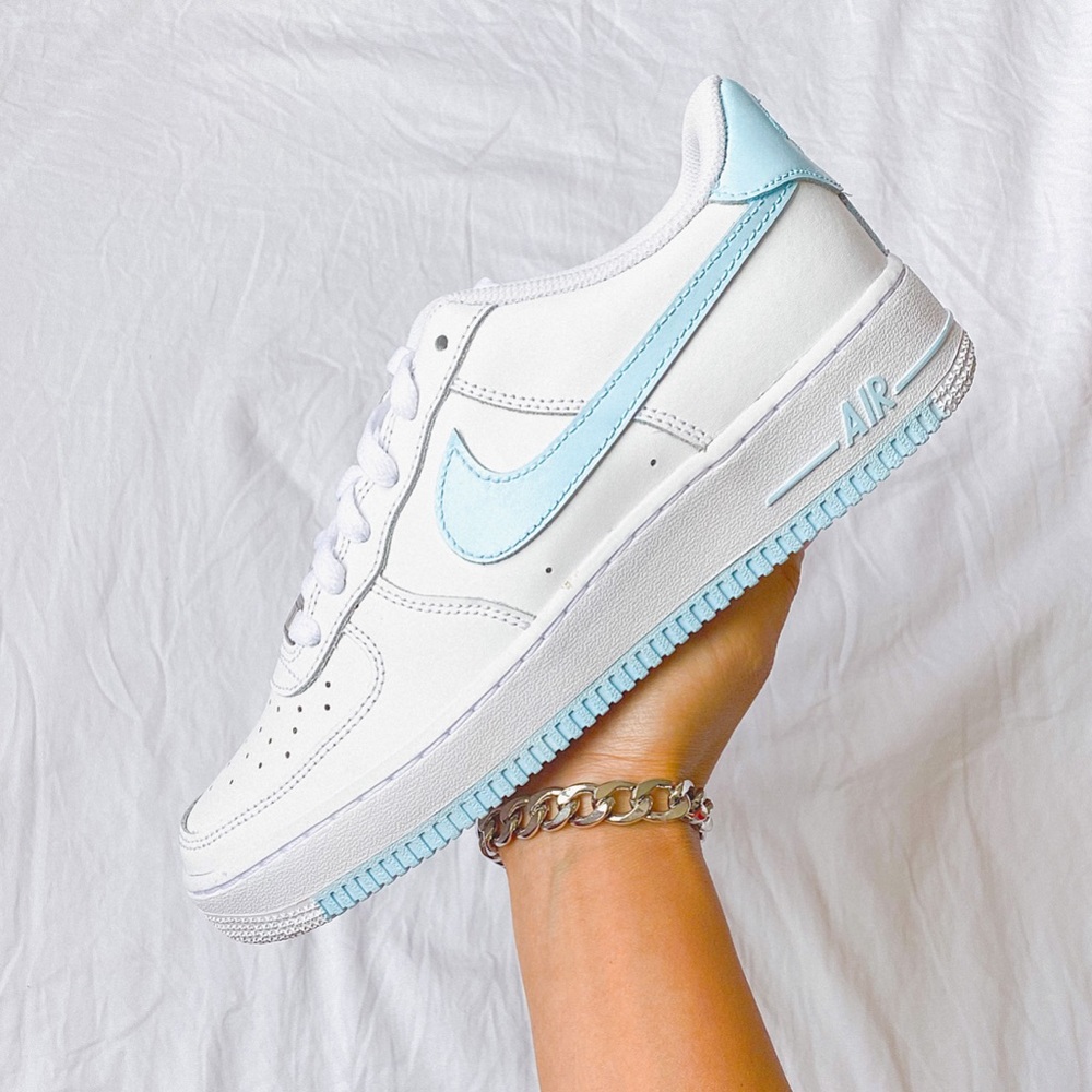 Nike custom Air Force 1 Light Blue Sneakers - Picture 4 of 4